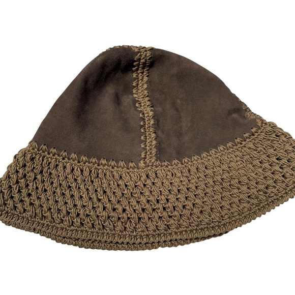 New Anthropologie Suede Crochet Bucket Hat main image 6